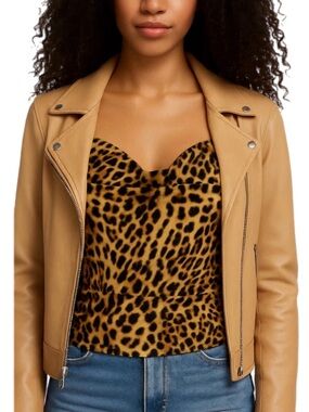 COWL NECK LEOPARD RUCHED CAMI TOP CURVE & PLUS NWT